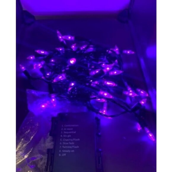 2 Pack Purple Halloween String Light, Battery Operated Lights 50 LED - Picture 2 of 2